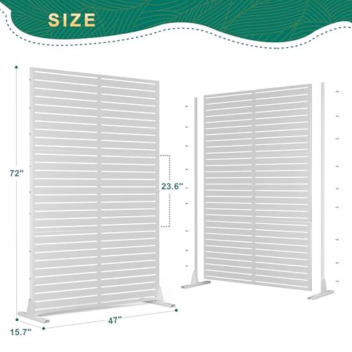 72" H×47" W Metal Outdoor Privacy Screen Freestanding